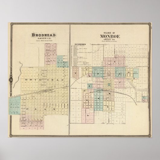 Brodhead and Village of Monroe, Green Co Poster (Voorkant)