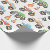 BRODI Kleurrijke Monster Truck Boy Verjaardag Cadeaupapier (Hoek)
