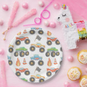 BRODI Kleurrijke Monster Truck Boy Verjaardag Papieren Bordje (Feest)