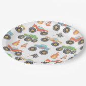 BRODI Kleurrijke Monster Truck Boy Verjaardag Papieren Bordje (Gekanteld)