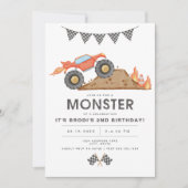 BRODI Red Monster Truck Boy Verjaardag Kaart (Voorkant)