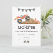 BRODI Red Monster Truck Boy Verjaardag Kaart (Staand voorkant)
