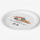 BRODI Red Monster Truck Boy Verjaardag Papieren Bordje (Gekanteld)