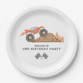 BRODI Red Monster Truck Boy Verjaardag Papieren Bordje (Voorkant)