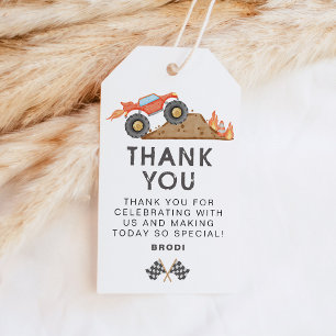 BRODI Rode Monster Truck Feestelijke Uitgave Cadeaulabel