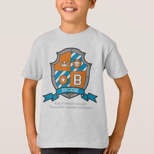 Brodie boys B name & betekenend messghts shield T-shirt (Voorkant)