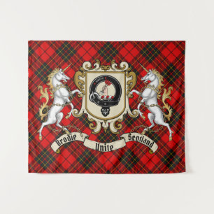 Brodie Clan Badge & Unicorns met Tartan Wandkleed