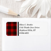 Brodie Clan Rood en Zwart Schots Tartan Etiket (Insitu)