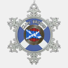 Brodie Clan Tartan Knoop & Vlag Tin Sneeuwvlok Ornament