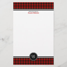 Brodie Family Tartan Red en Black Pset Monogram Briefpapier