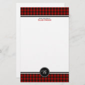 Brodie Family Tartan Red en Black Pset Monogram Briefpapier (Voorkant / Achterkant)