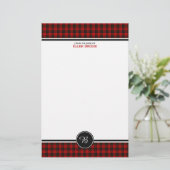Brodie Family Tartan Red en Black Pset Monogram Briefpapier (Staand voorkant)