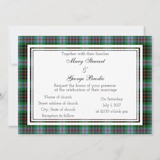 Brodie Hunting Scottish Wedding Invitation Kaart (Voorkant)