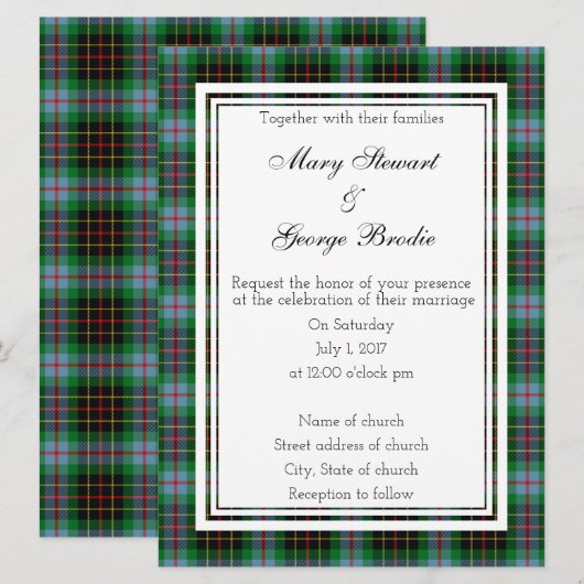 Brodie Hunting Scottish Wedding Invitation Kaart (Voorkant / Achterkant)