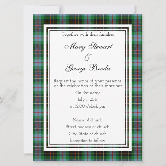 Brodie Hunting Scottish Wedding Invitation Kaart (Voorkant)