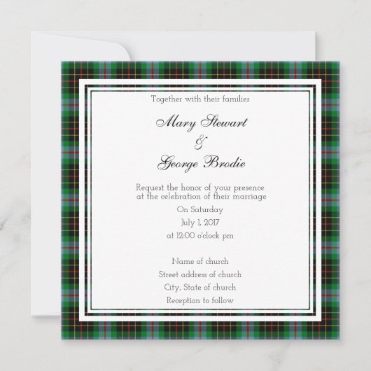 Brodie Hunting Scottish Wedding Square Invitation Kaart (Voorkant)