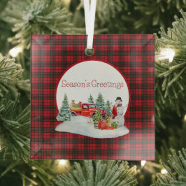 Brodie Red Modern Original Scottish Tartan Glas Ornament