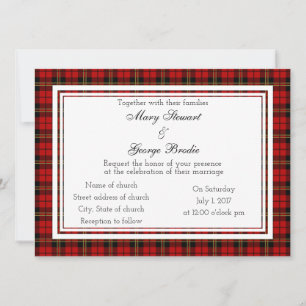 Brodie Red Scottish Wedding Invitation Kaart