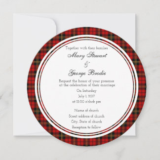 Brodie Red Scottish Wedding Round Uitnodiging