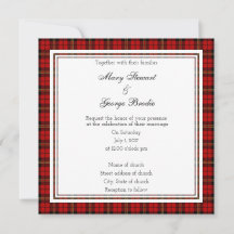 Brodie Red Scottish Wedding Square Uitnodiging