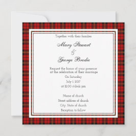 Brodie Red Scottish Wedding Square Uitnodiging