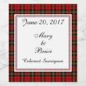 Brodie Red Scottish Wedding Wine Label Wijn Etiket (Enkel label)