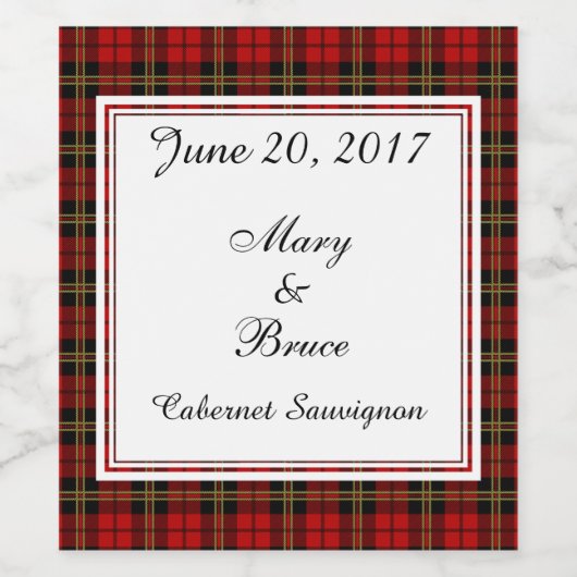 Brodie Red Scottish Wedding Wine Label Wijn Etiket (Enkel label)