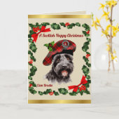 Brodie Scottie Dog Gepersonaliseerde Xmas Kaart (Gele Bloem)