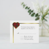 Brodie Tartan Pset Heart Wedding RSVP Kaart (Staand voorkant)