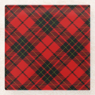 Brodie tartan red black plaid glazen onderzetter