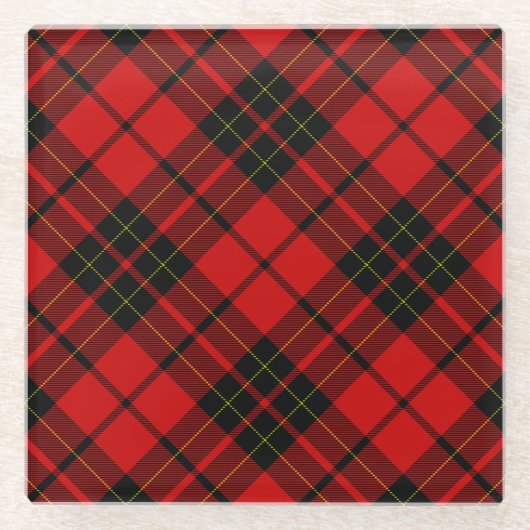 Brodie tartan red black plaid glazen onderzetter (Voorkant)