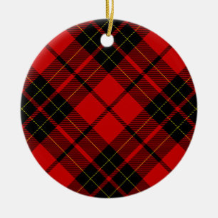 Brodie tartan red black plaid keramisch ornament