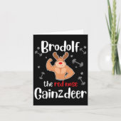 Brodolf De Rode Neus Gainzdeer Mannen Gym Kerst Kaart (Voorkant)