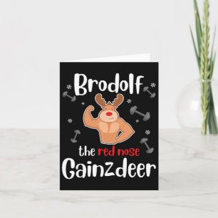Brodolf De Rode Neus Gainzdeer Mannen Gym Kerst Kaart