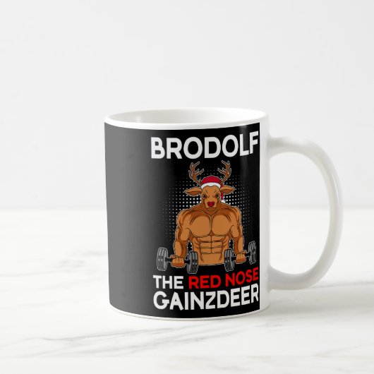 Brodolf De Rode Neus Gainzer Kerst Bodybuild Koffiemok (Rechts)