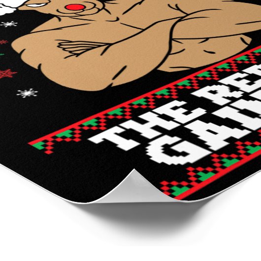 Brodolf Funny Christmas Buff Reindeer Gym Bodybuil Poster (Hoek)