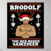 Brodolf Funny Christmas Buff Reindeer Gym Bodybuil Poster (Voorkant)