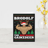 Brodolf Grappige Kerstbuff Reindeer Gym Bodybuil Kaart (Gele Bloem)