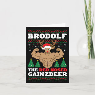 Brodolf Grappige Kerstbuff Reindeer Gym Bodybuil Kaart