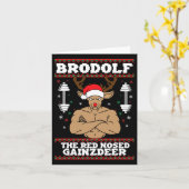 Brodolf Grappige Kerstbuff Reindeer Gym Bodybuil Kaart (Gele Bloem)