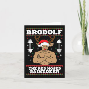 Brodolf Grappige Kerstbuff Reindeer Gym Bodybuil Kaart