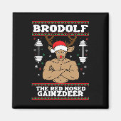 Brodolf Grappige Kerstbuff Reindeer Gym Bodybuil Magneet (Voorkant)