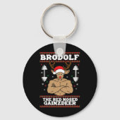 Brodolf Grappige Kerstbuff Reindeer Gym Bodybuil Sleutelhanger (Voorkant)