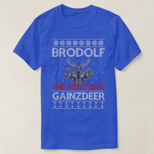 Brodolf Reindeer Funny Kerstmis Gym Body Builder T-shirt (Design voorkant)