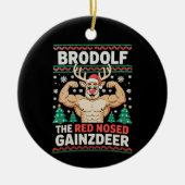 Brodolf Rode Neus Gainzdeer Rendier Kerst Fitnes Keramisch Ornament (Voorkant)