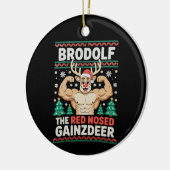 Brodolf Rode Neus Gainzdeer Rendier Kerst Fitnes Keramisch Ornament (Links)