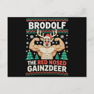 Brodolf Rode Neus Gainzdeer Rendier Kerst Fitness Feestdagenkaart