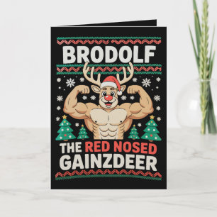 Brodolf Rode Neus Gainzdeer Rendier Kerst Fitness Kaart