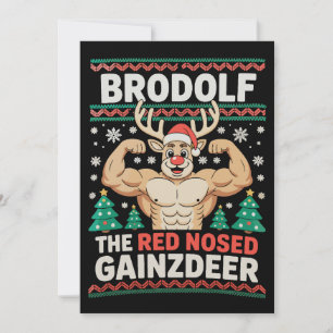 Brodolf Rode Neus Gainzdeer Rendier Kerst Fitness Kaart