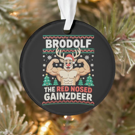 Brodolf Rode Neus Gainzdeer Rendier Kerst Fitness Ornament (Boom)